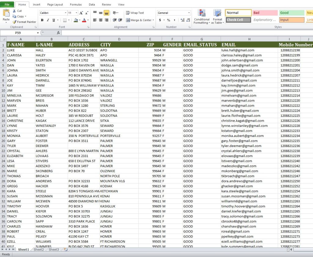 USA Email Samples